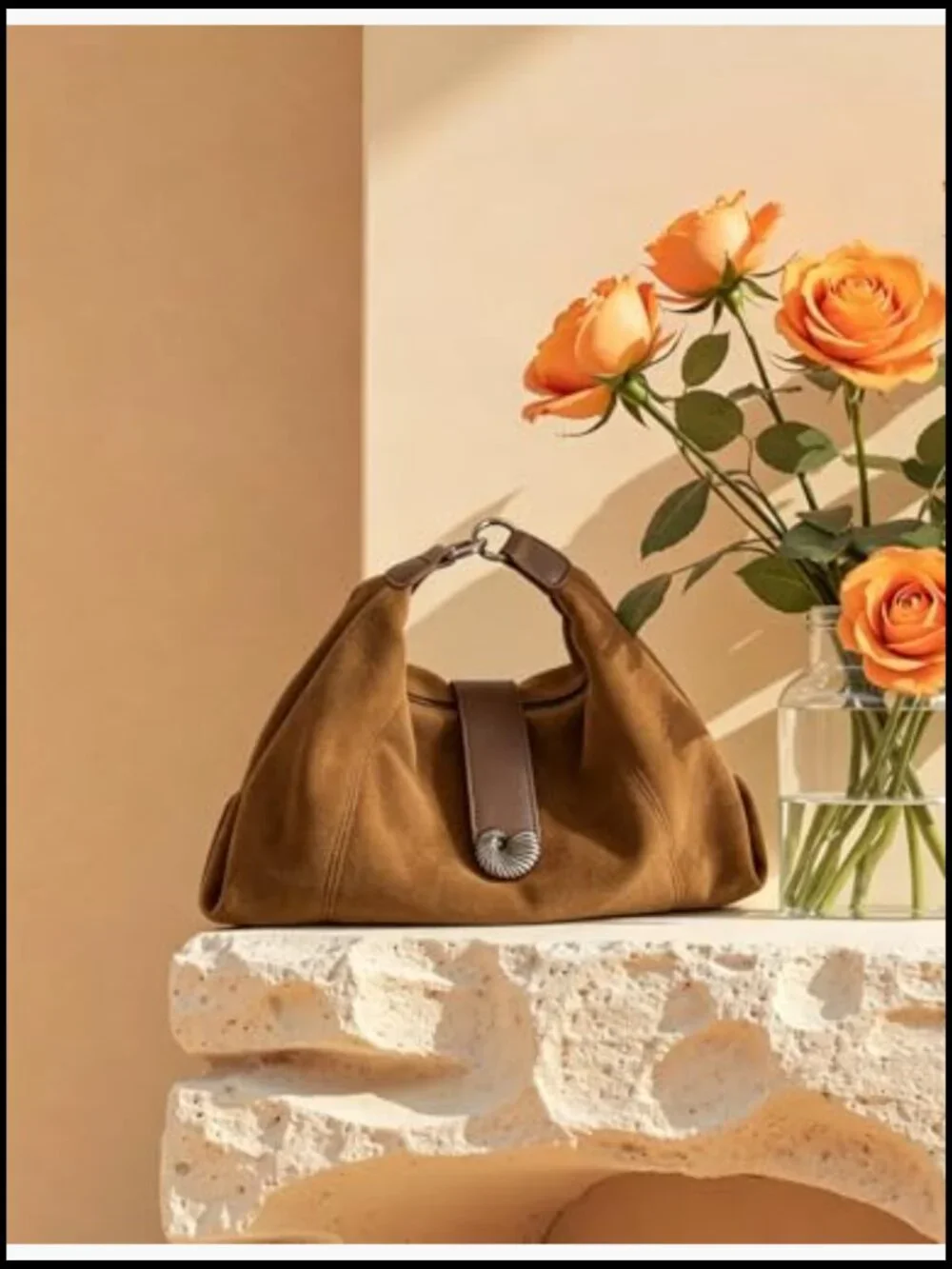 Slouchy Suede Tote Hobo Bag Adjustable Shoulder Strap Vintage Minimalist - Picture 7 of 7